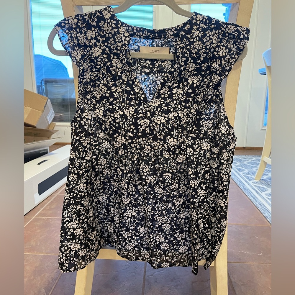 Loft black and white blouse